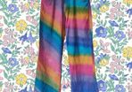 VINTAGE 1990s rainbow tie dye corduroy cotton flares S M Made in India Pride lgbtq festival