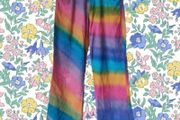 VINTAGE 1990s rainbow tie dye corduroy cotton flares S M Made in India Pride lgbtq festival