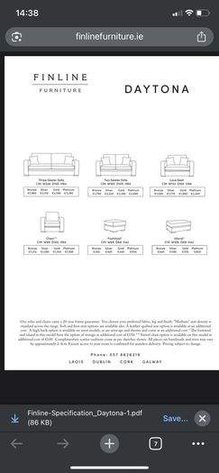 Finline Furniture Couch and Footstool Daytona