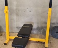Adjustable bench and squat rack with weights