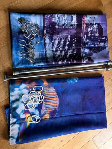 Shower curtain poles & curtains