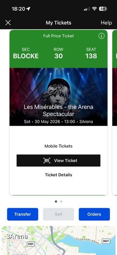 Les Miserables - The 3 Arena x2 tickets | 1pm Show