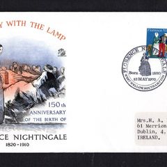 1970 Great Britain 150th Anniversary of the Birth of Florence Nightingale illustrated cover with 9d commemorative stamp ties Florence Nightingale Born 1920