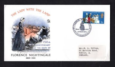 1970 Great Britain 150th Anniversary of the Birth of Florence Nightingale illustrated cover with 9d commemorative stamp ties Florence Nightingale Born 1920