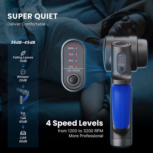 Massage Gun, Massage Gun Deep Tissue Muscle Massager with Adjustable Arm and 6 Massage Head, Percussion Handheld Electric Muscle Massager Lightweight Portable for Muscle Tension Relief