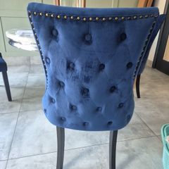 Four Navy Velvet Dining chairs