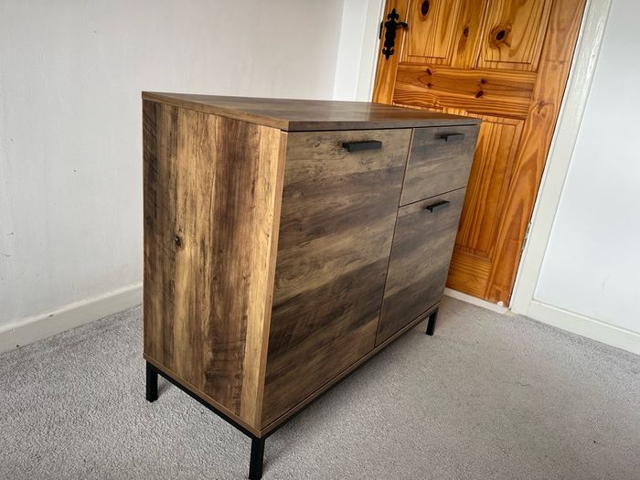 1 Drawer Sideboard Rustic Oak Wood Storage Side Cabinet Organiser Cupboard Unit