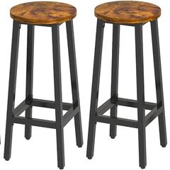 NEW SALE | Bar Stools Set of 4, Industrial Bar Chairs with Footrest, Tall Kitchen Breakfast Bar Stools,Wooden Look with Metal Frame for Living Room, Party Room, 30 x 30 x 70CM