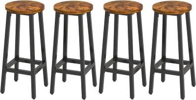 NEW SALE | Bar Stools Set of 4, Industrial Bar Chairs with Footrest, Tall Kitchen Breakfast Bar Stools,Wooden Look with Metal Frame for Living Room, Party Room, 30 x 30 x 70CM