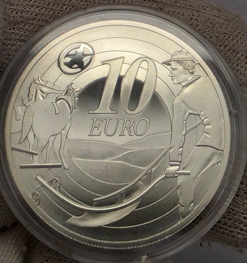 Ireland Silver Proof 2009 Ploughman 10 Euro Coin in Original Capsule