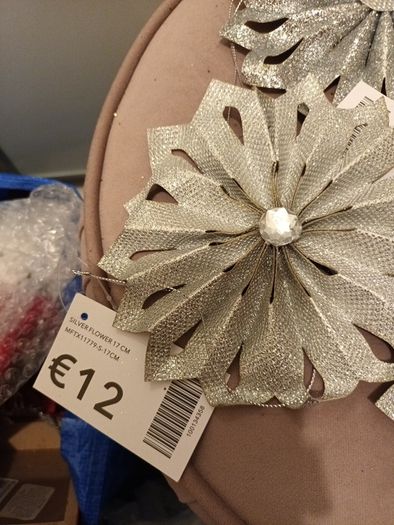 5 x luxury silver christmas hanging decorated with gems