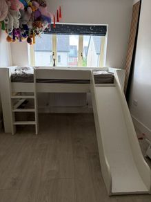 Children's Single Midsleeper + Mattress with  Ladder and Slide  Excellent Condition