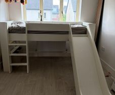 Children's Single Midsleeper + Mattress with  Ladder and Slide  Excellent Condition
