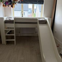 Children's Single Midsleeper + Mattress with  Ladder and Slide  Excellent Condition