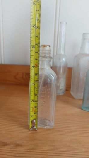 Fabulous Collection of Four Assorted Antique and Vintage Apothecary and Household Bottles in Clear Glass, Price for All Four, Not Splitting