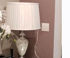mirrored silver lamp with shade
