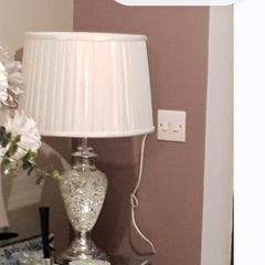 mirrored silver lamp with shade