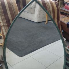 French green metal framed mirror 1980s 90 x 65cm
