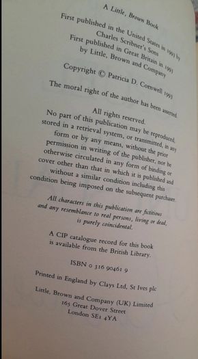 Cruel and Unusual Patricia Cornwell 1st Edition Signed Hardback with Dust Cover