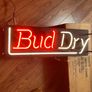 Budweiser Bud Dry Year 1990 American Neon Sign NOS Rare Image 2