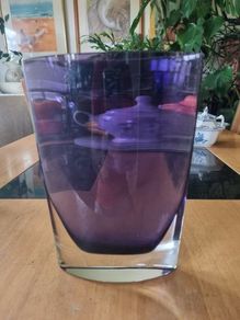Flat vase Polish artistic glassworks " Krosno"