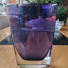 Flat vase Polish artistic glassworks " Krosno"