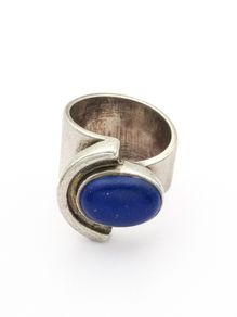 Signed Chunky Sterling Silver Lapis Lazuli Ring