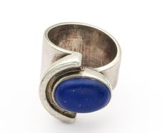 Signed Chunky Sterling Silver Lapis Lazuli Ring