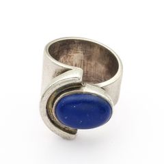 Signed Chunky Sterling Silver Lapis Lazuli Ring