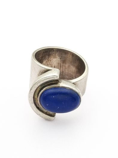 Signed Chunky Sterling Silver Lapis Lazuli Ring