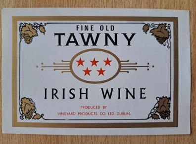 Vintage fine old Tawny Irish wine label