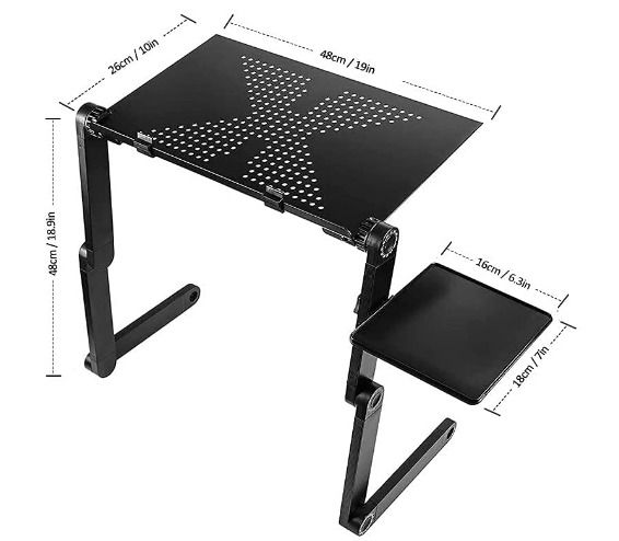 Adjustable Versatile Laptop Desk Table, Sofa Desk for Laptop with Heat-Vent and Removable Mouse Boar