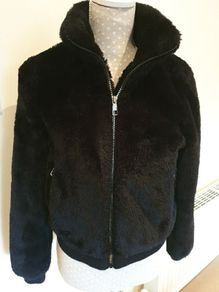 Pull and Bear black supersoft faux fur bomber jacket size s up to uk10