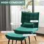 Accent Chair with Footstool Set, Tufted Upholstered Armless Lounge Chair with Pillow and Steel Legs for Living Room, Bedroom, Green Image 4