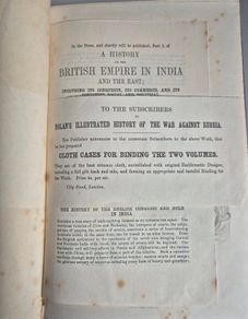 J.S. Virtue. History of the war against Russia. Illustrated. NOLAN, Edward H.Nineteenth century, Victorian, publishing, history, military, colonial, advertisement, prospectus, leaflet, broadside, insert, binding, crimson, cloth cases, gilt, subscribers.