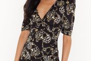 NASTY GAL In That Chain of Mind Puff Sleeve Mini Dress Size 16!
