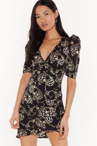 NASTY GAL In That Chain of Mind Puff Sleeve Mini Dress Size 16!