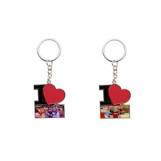 Personalised Keyring - Metal Keyring - "I Love" Heart message with your photos