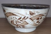 Antique Brown Transferware Ironstone Bowl