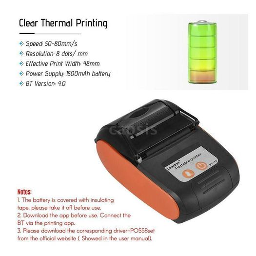Portable USB Wireless BT 58mm Thermal Receipt Printer Mobile POS Label Printer