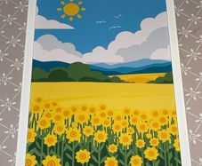 A4 Framed sunflowers landscape print