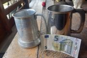 Playboy tankard in aluminium, pewter tankard, 1950s, glass bottomed, D18 post 8e