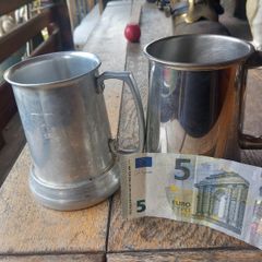 Playboy tankard in aluminium, pewter tankard, 1950s, glass bottomed, D18 post 8e