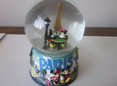 Disney Mickey Minnie Paris Eiffel Tower Snow Globe