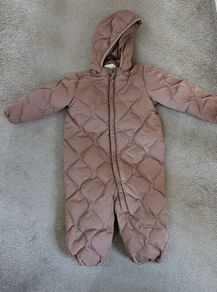 H&M down/feather brown snowsuit 12-18m