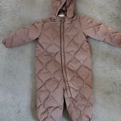 H&M down/feather brown snowsuit 12-18m