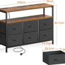 Chest of Drawers Bedroom with 6 Drawers, Fabric Storage Drawers with 2 USB and 2 Sockets, Dresser Suitable for Bedrooms, Living Rooms, Sturdy Storage Dresser with Shelves, Retro Color Image 3