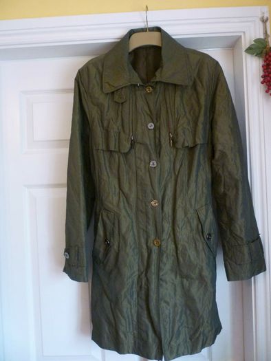 Jacket Trench Coat Mac Dark Olive Green Medium - Mint Condition