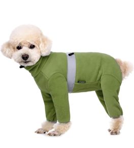 Winter Dog Coat,Adjustable Pet Warm Onesie Thickens Warmth Fleece Jumpsuit Clothes Pajamas Costume Apparel for Small Dogs Medium Dogs (M, Olive Green)