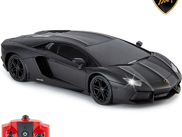 Lamborghini Aventador Official Licensed Remote Control Car with Working Lights, Radio Controlled On Road RC Car 1:24 Scale, 2.4Ghz Matte Black, Great Toys for Boys and Girls (FREE POSTAGE)